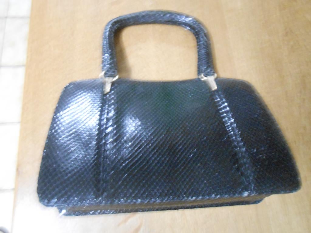 VINTAGE LEDEREN DAMES HANDTAS ZWART, Ophalen, Zwart, Handtas