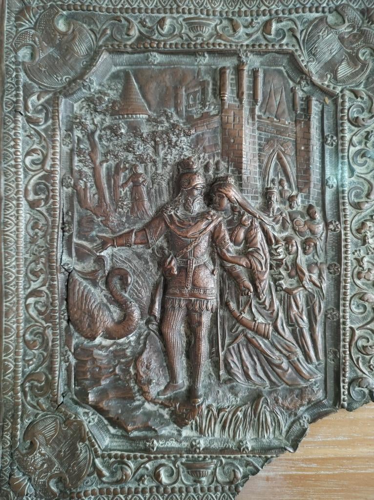 Scène médiévale en cuivre, Antiquités & Art, Enlèvement ou Envoi