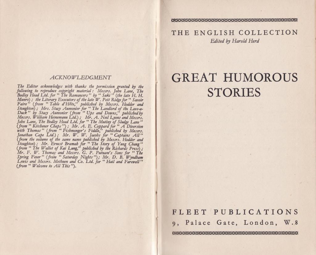 Great Humorous Stories – edited Harold Herd 1947, Antiek en Kunst, Ophalen of Verzenden