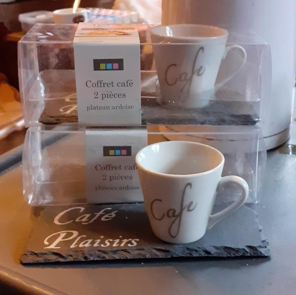 2 tasses moka sur ardoise café plaisir, Ophalen of Verzenden, Nieuw