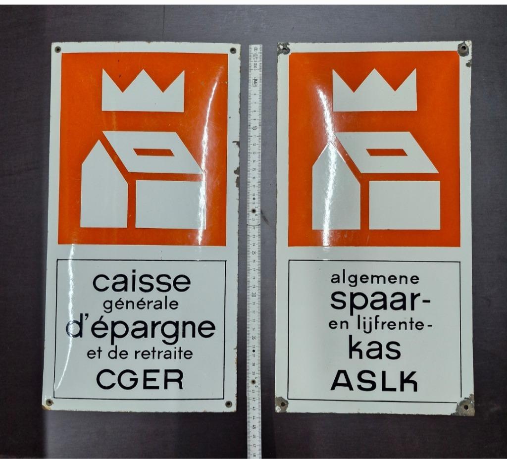 Mooi setje emaille bordjes ASLK  NDL-FRA, Antiek en Kunst, Ophalen