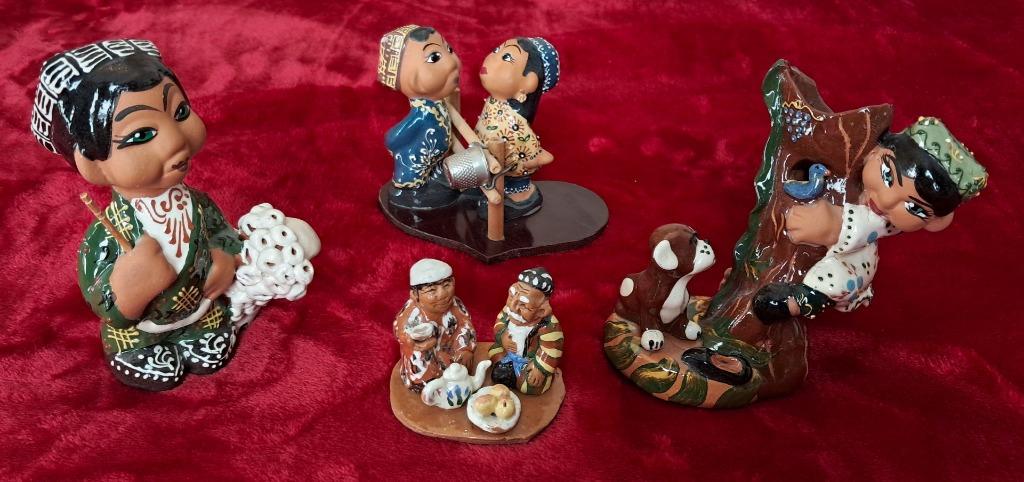 4 handgemaakte keramiek uit Oezbekistan prachtige setje, Ophalen of Verzenden