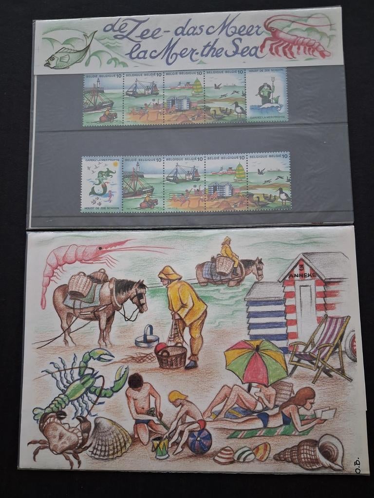 België: 14 Thematische mappen postfris, Postzegels en Munten, Verzenden, Orginele gom, Kunst, Zonder stempel