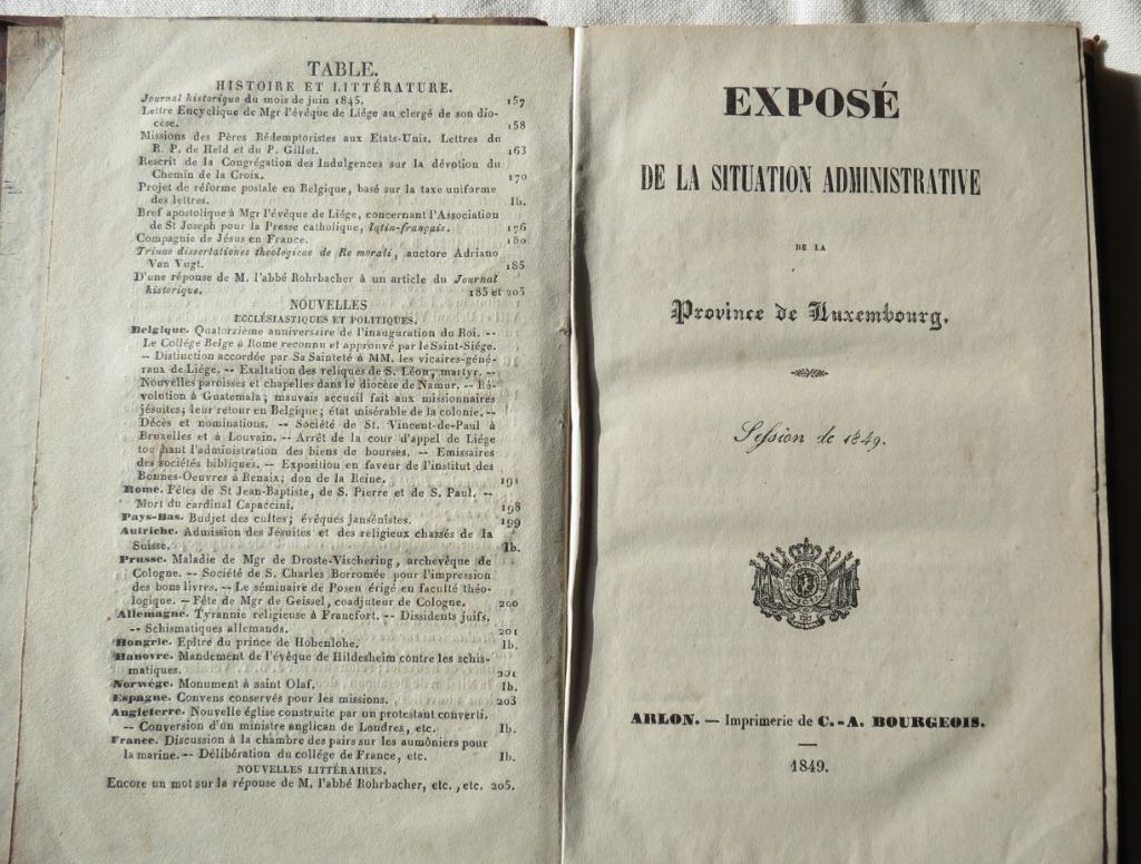 1849 exposé de la situation de la province de Luxembourg, Enlèvement ou Envoi