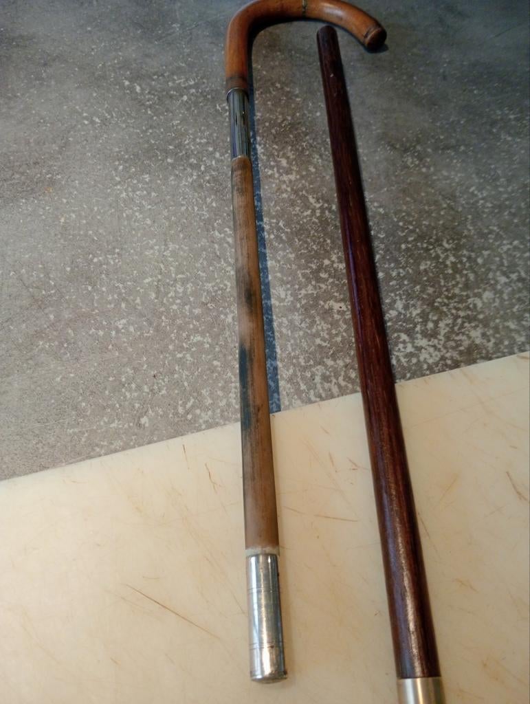 Oude zeldzame wapenstok. Zilver