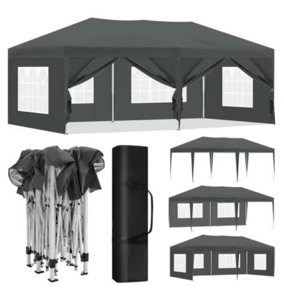 Pop-Up Opvouwbaar Tuinpaviljoen Marquee Pergola. 3x6m. Zwart, Enlèvement ou Envoi, Neuf