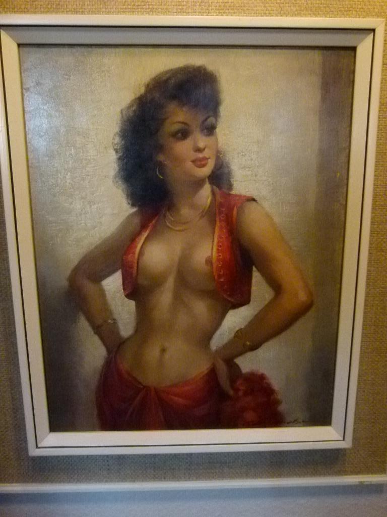 vintage schilderij ``Zuiderse Schone`` zigeunerin naakt, Enlèvement, Maison et Meubles