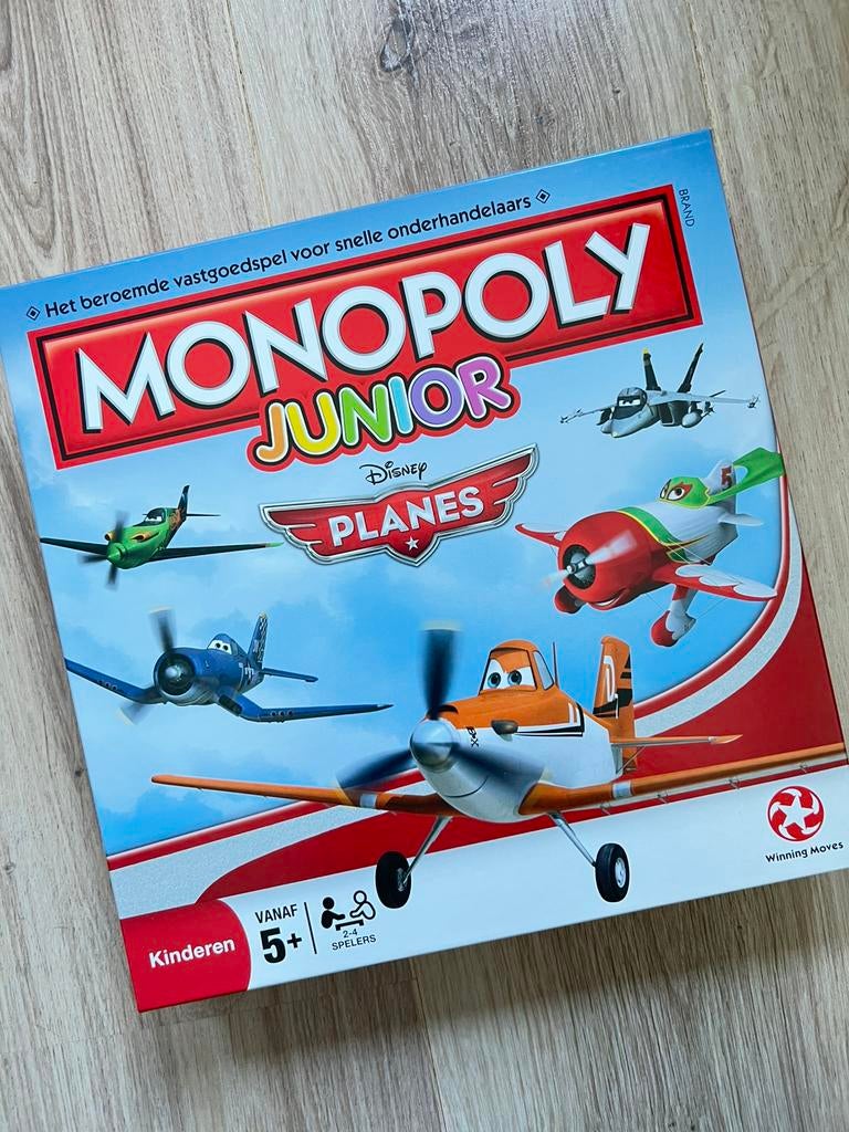 Monopoly Junior - Disney ‘Planes’ editie, Hobby en Vrije tijd, Ophalen of Verzenden, Zo goed als nieuw, Winning moves