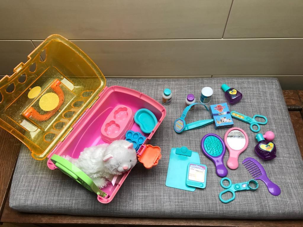 Pluchen kat + verzorgingsset, Ophalen, Gebruikt