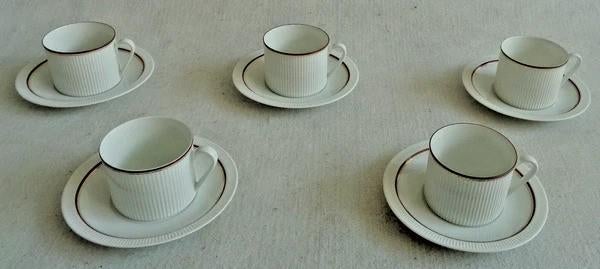 Arzberg 2075 Decor 3535 Lot de 5 tasses et soucoupes 15 cl, Comme neuf, Autres styles, Porcelaine, Tasse(s) et/ou soucoupe(s)