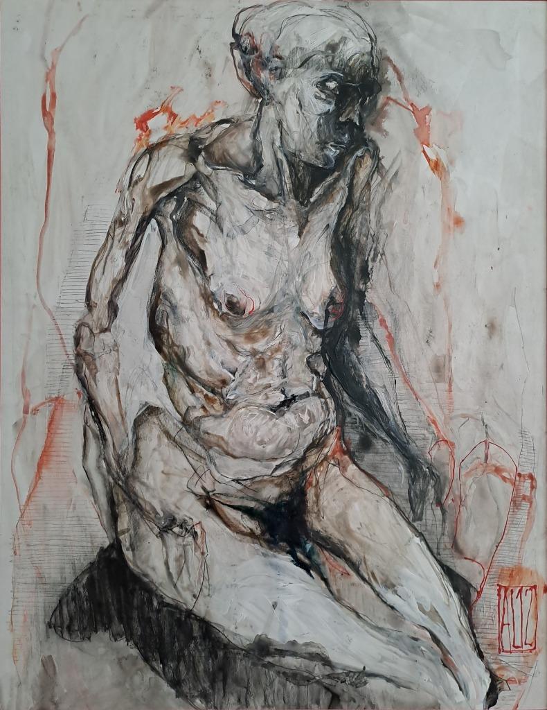 AL12_Vrouw 95 x 80, Antiek en Kunst, Kunst | Schilderijen | Modern, Ophalen