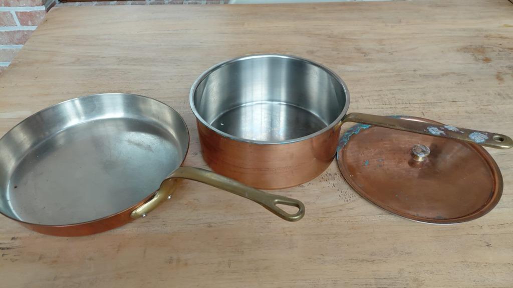 Casserole et sauteuse en cuivre, Maison & Meubles, Enlèvement, Utilisé