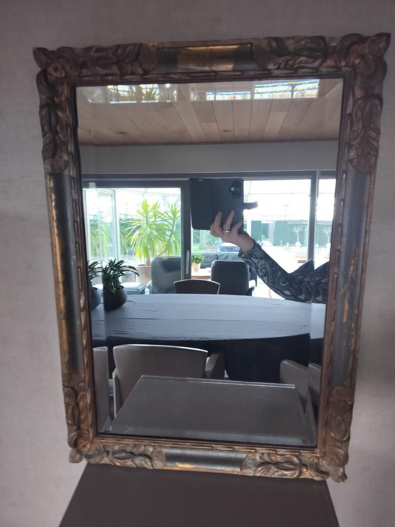 Vintage spiegel met geslepen glas, Antiek en Kunst, Ophalen