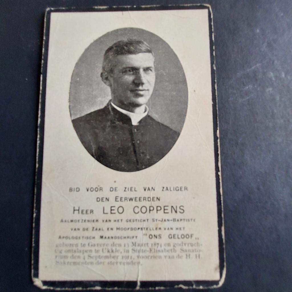 Bidprentje E.H. Leo Coppens (Gavere/Ukkel), Verzamelen, Bidprentjes en Rouwkaarten, Ophalen of Verzenden, Bidprentje