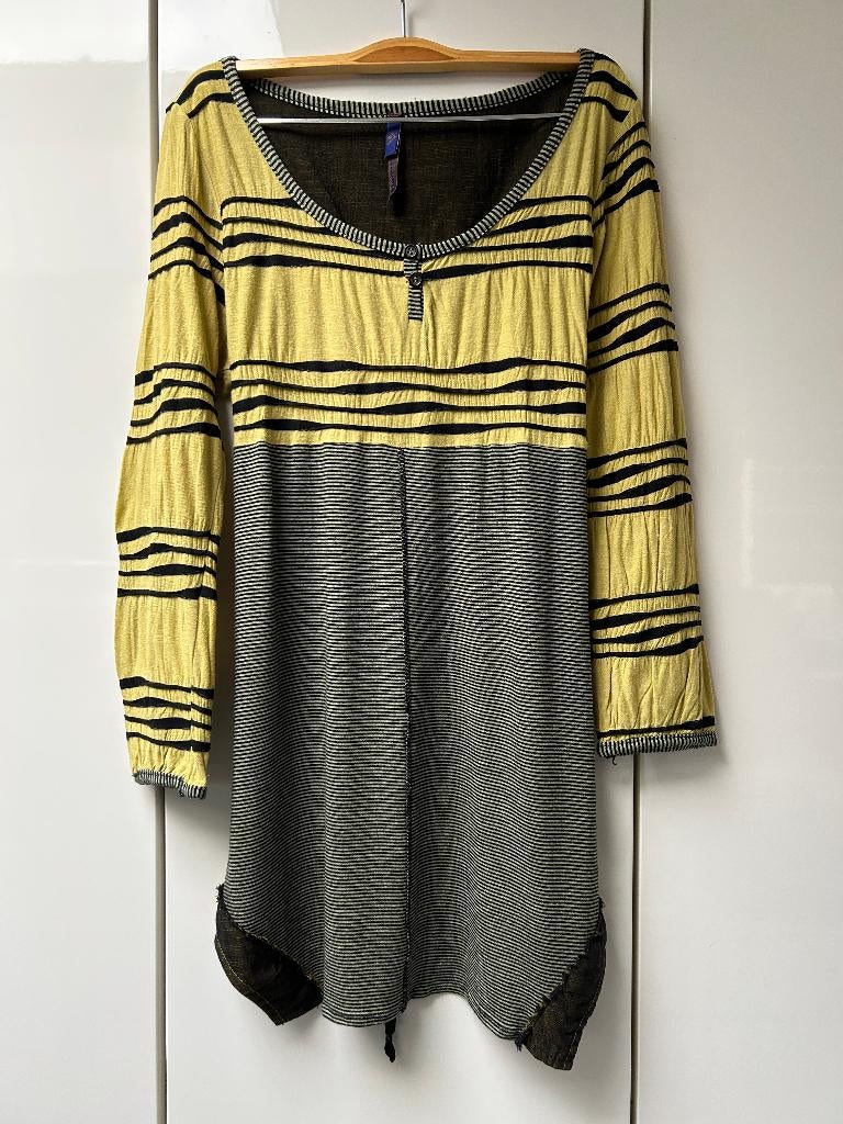 Tunique jaune et marron Double Jeu - Taille 3 *, Taille 42/44 (L), Comme neuf, Double Jeu, Jaune