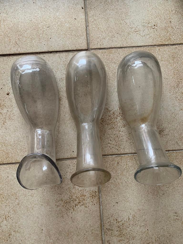 3 glazen urine bed flessen voor heren retro vintage, Verzamelen, Ophalen of Verzenden