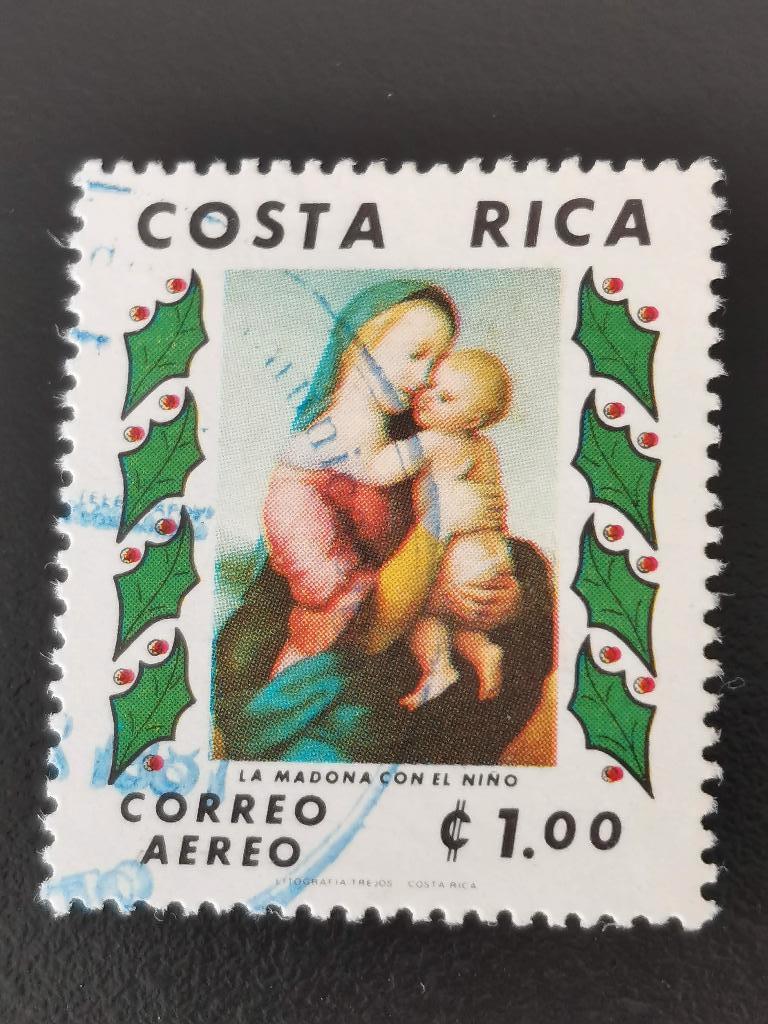 Costa Rica 1980 - Noël - art - peinture - Raphael, Enlèvement ou Envoi, Affranchi, Amérique centrale