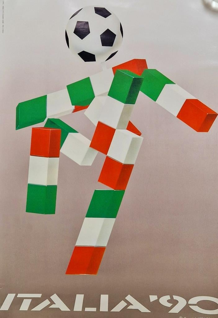 Poster WK 1990 Italia, Ophalen of Verzenden, Sport, A1 t/m A3, Rechthoekig Staand