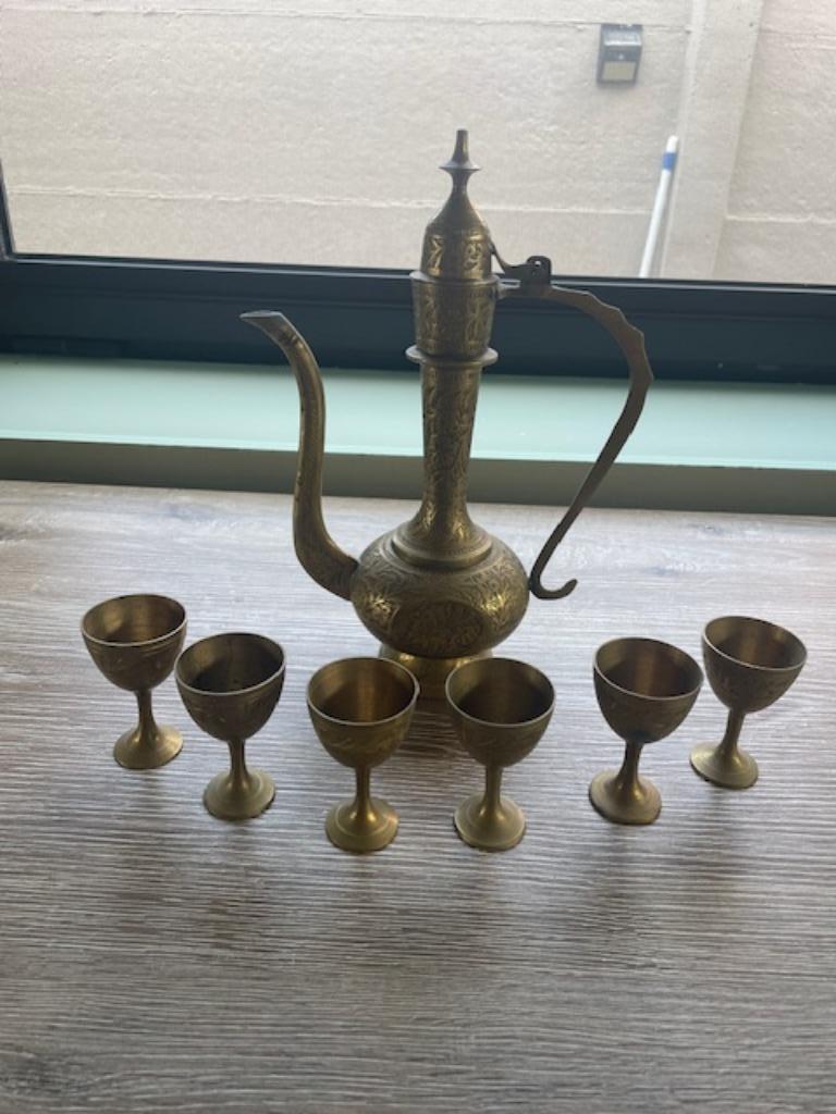 Koperen theeset, Ophalen of Verzenden, Koper