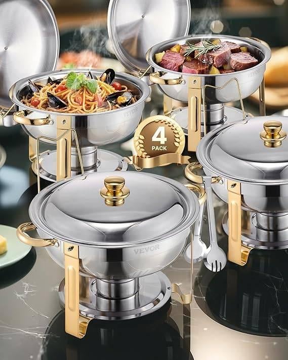 Réchauffeur de buffet avec 4 récipients | LIVRAISON GRATUITE