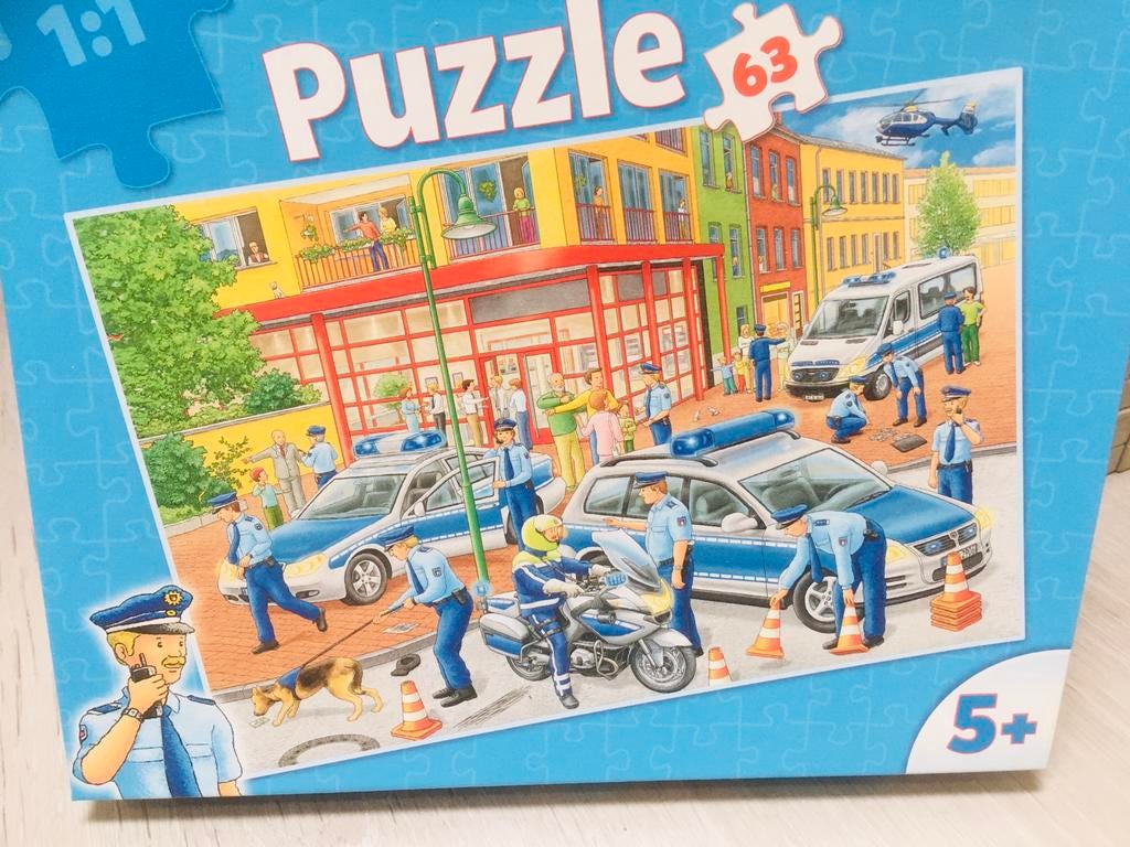 Puzzel 63 stukken, politie, Ophalen of Verzenden, Meer dan 50 stukjes, Nieuw, 4 tot 6 jaar