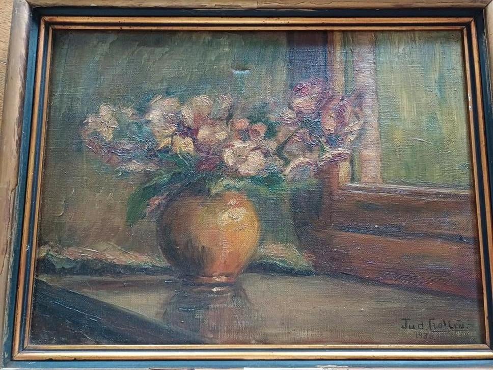 Stilleven in olieverf Jud.Crollen 1898  - 1983, Antiek en Kunst, Ophalen