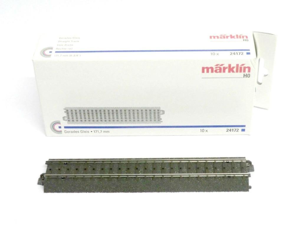 24172 MÄRKLIN HO - 10 x RECHTE RAILS (A2101959), Hobby en Vrije tijd, Modeltreinen | H0, Nieuw, Rails, Wisselstroom, Märklin, Analoog