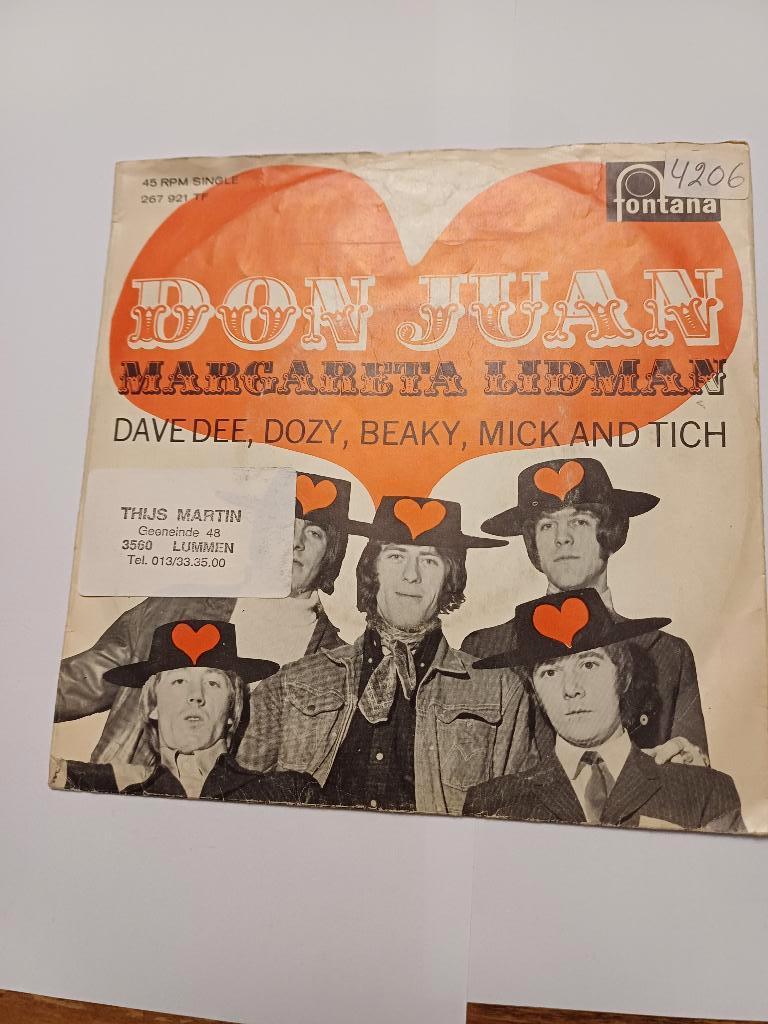 SINGLE DAVE DEE DOZY BICKY MICK AND TISH- DON JUAN--, Enlèvement ou Envoi, Single, Utilisé, Pop