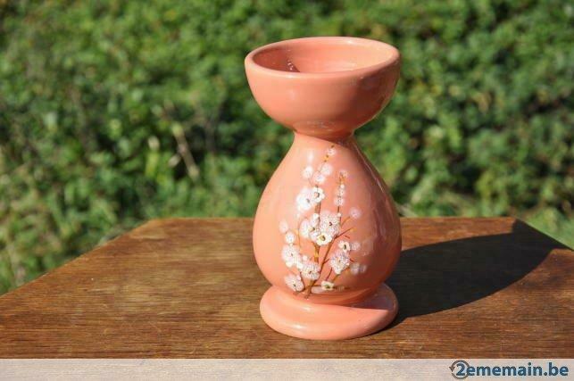bougeoir rose saumon fleur de cerisier du japon, Enlèvement ou Envoi, Utilisé