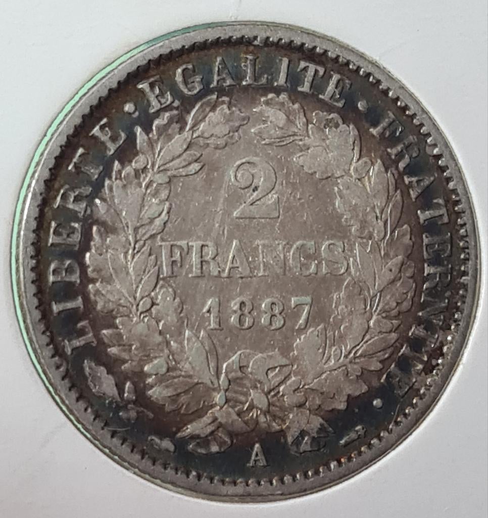 Prachtige 2 Fr Frankrijk 1887 A, Ophalen of Verzenden