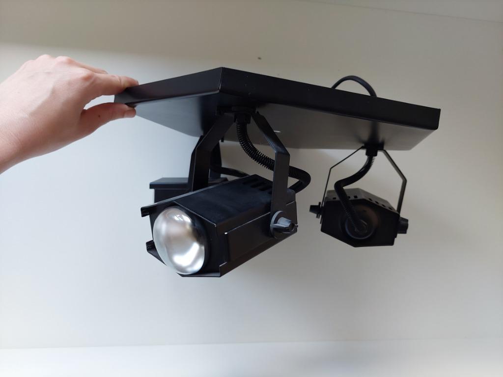 Vintage zwarte plafondlamp met spots, Huis en Inrichting, Ophalen, Gebruikt, Metaal, Industrieel