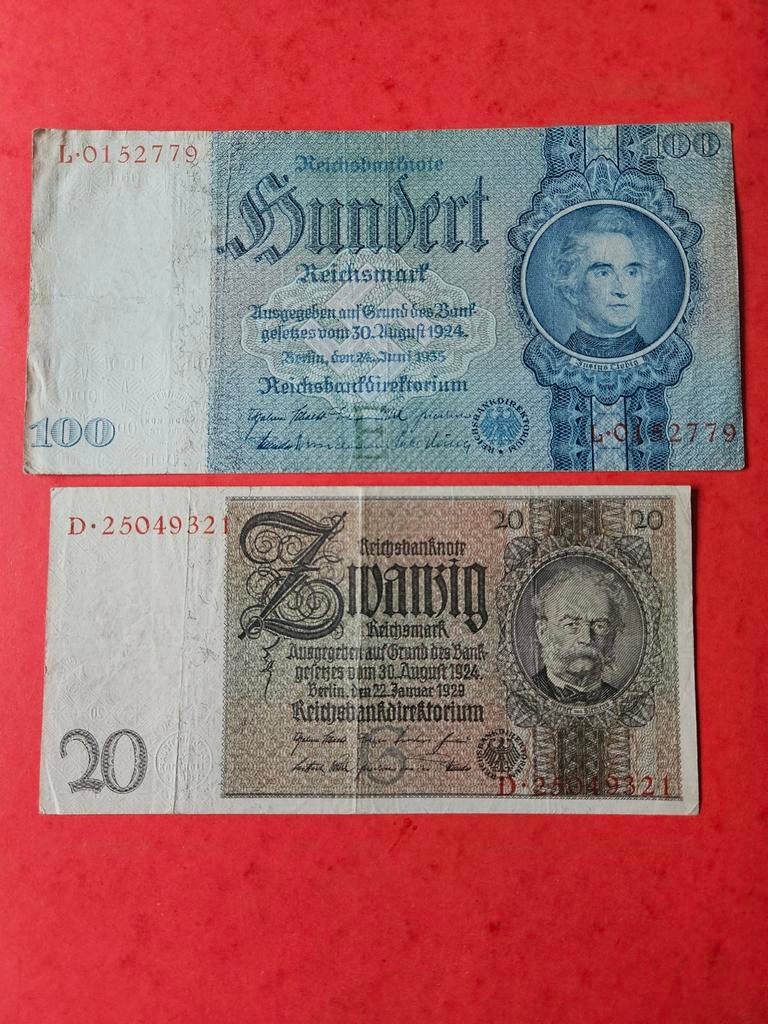 Set de 20 et 100 Reichsmark Allemagne, Enlèvement ou Envoi, Allemagne, Série