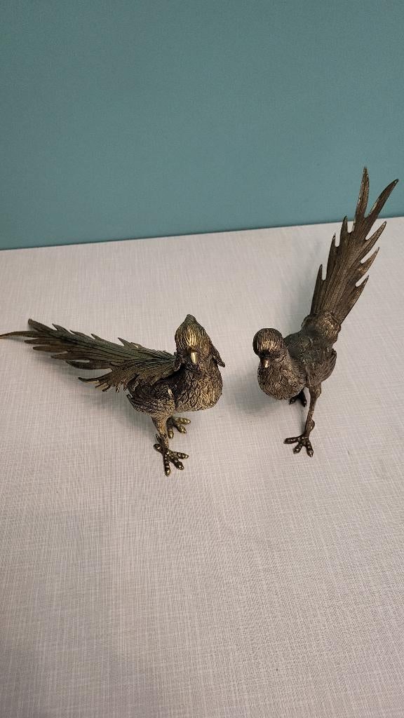 2 faisans en métal, Antiquités & Art, Enlèvement ou Envoi