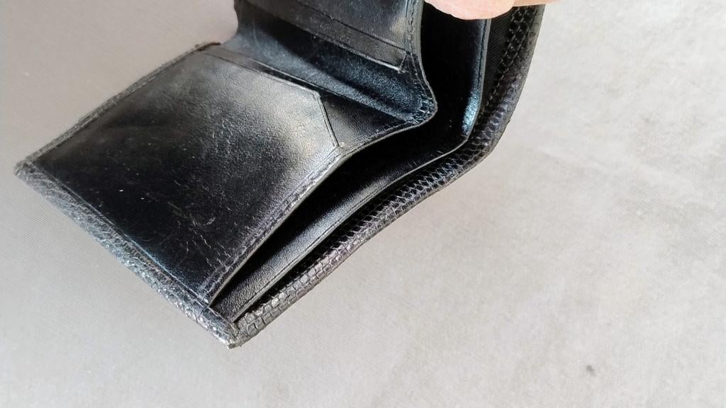 Portefeuille pour homme en cuir façon croco, Enlèvement ou Envoi, Comme neuf, Noir, Cuir
