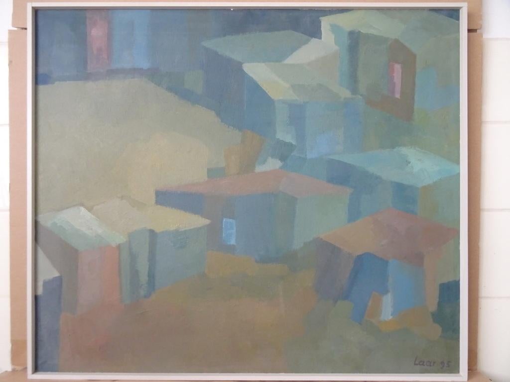 Groot schilderij Laar 95 kubisme stijl modernisme 72x62cm, Antiek en Kunst, Kunst | Schilderijen | Modern, Ophalen of Verzenden