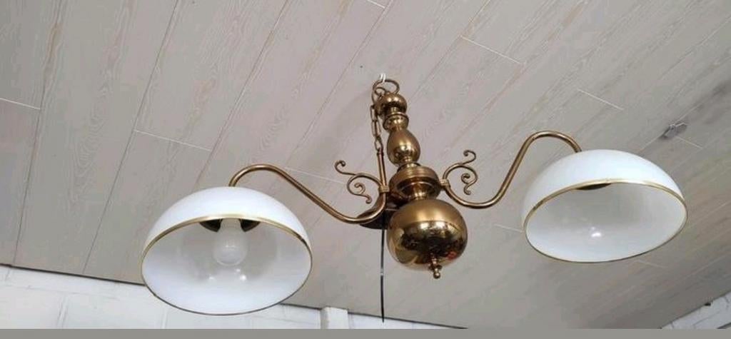 Magnifique lustre, lustre, lampe suspendue, aspect cuivré, Enlèvement