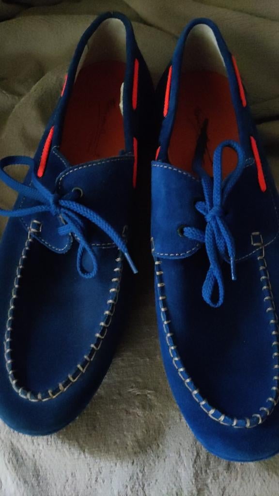 Floris van Bommel, chaussures en daim bleu, style dockside,, Enlèvement ou Envoi, Comme neuf
