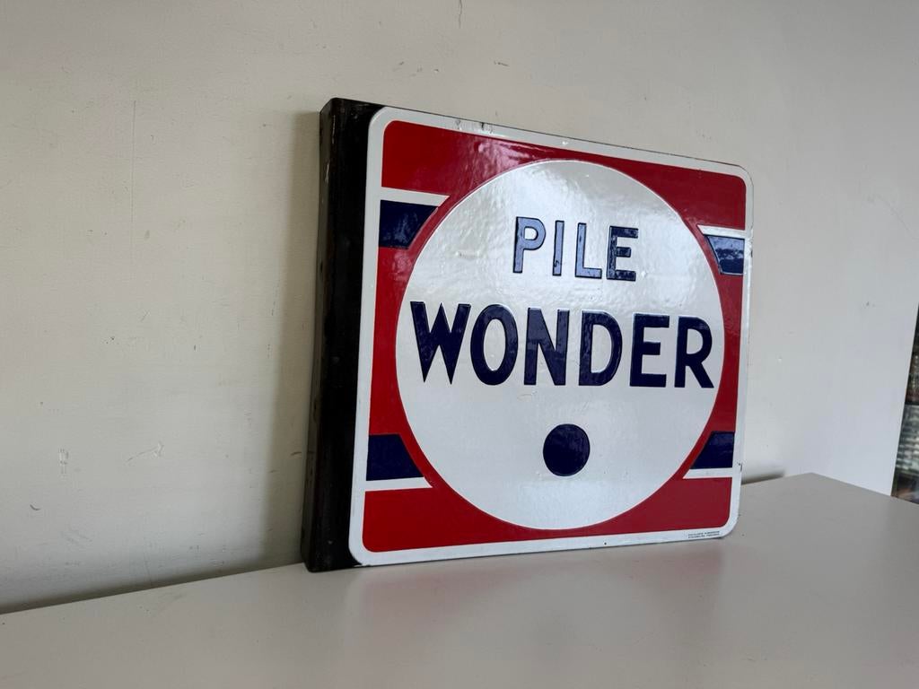 Pile Wonder emaille reclame bord, Ophalen of Verzenden