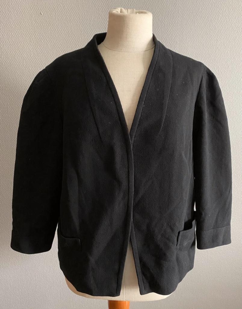 Zwarte vintage blazer Couture Adeline maat 46, Taille 46/48 (XL) ou plus grande, Couture Adeline, Porté, Manteau