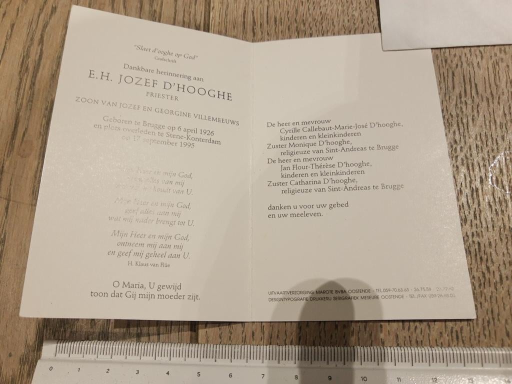 Bidprentje Priester - Brugge - Stene-Konterdam, Ophalen of Verzenden