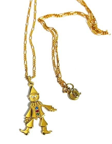 Collier et pendentif clown or 22 carats plaqué animé✨😍👌, Neuf, Enlèvement ou Envoi, Or, Or