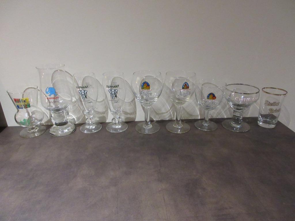 Bierglazen bierglas Gordon Elephant Leffe Chimay Stella, Verzamelen, Biermerken, Ophalen, Leffe