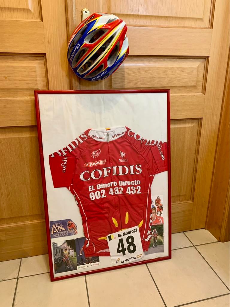Cofidis 2007 worn by Maxime Monfort cycling jersey & helmet, Ophalen of Verzenden, Gebruikt, Kleding