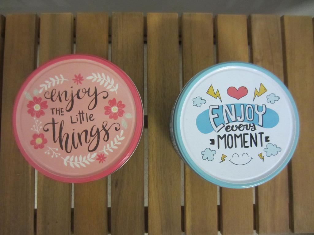 Kleine ronde blikken doos met spreuk, Verzamelen, Ophalen of Verzenden, Nieuw