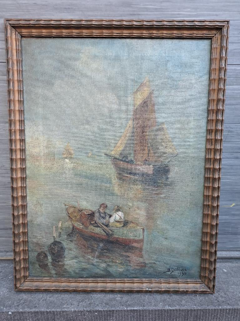 huile sur toile marine signe j d gaillard 1930, Ophalen of Verzenden