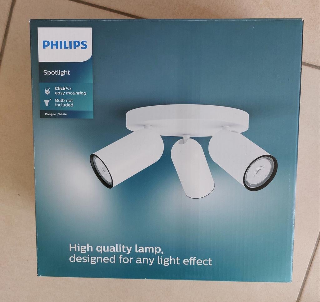 Philips pongee/witte ronde plafondlamp met 3 spots, Ophalen of Verzenden, Nieuw, Led