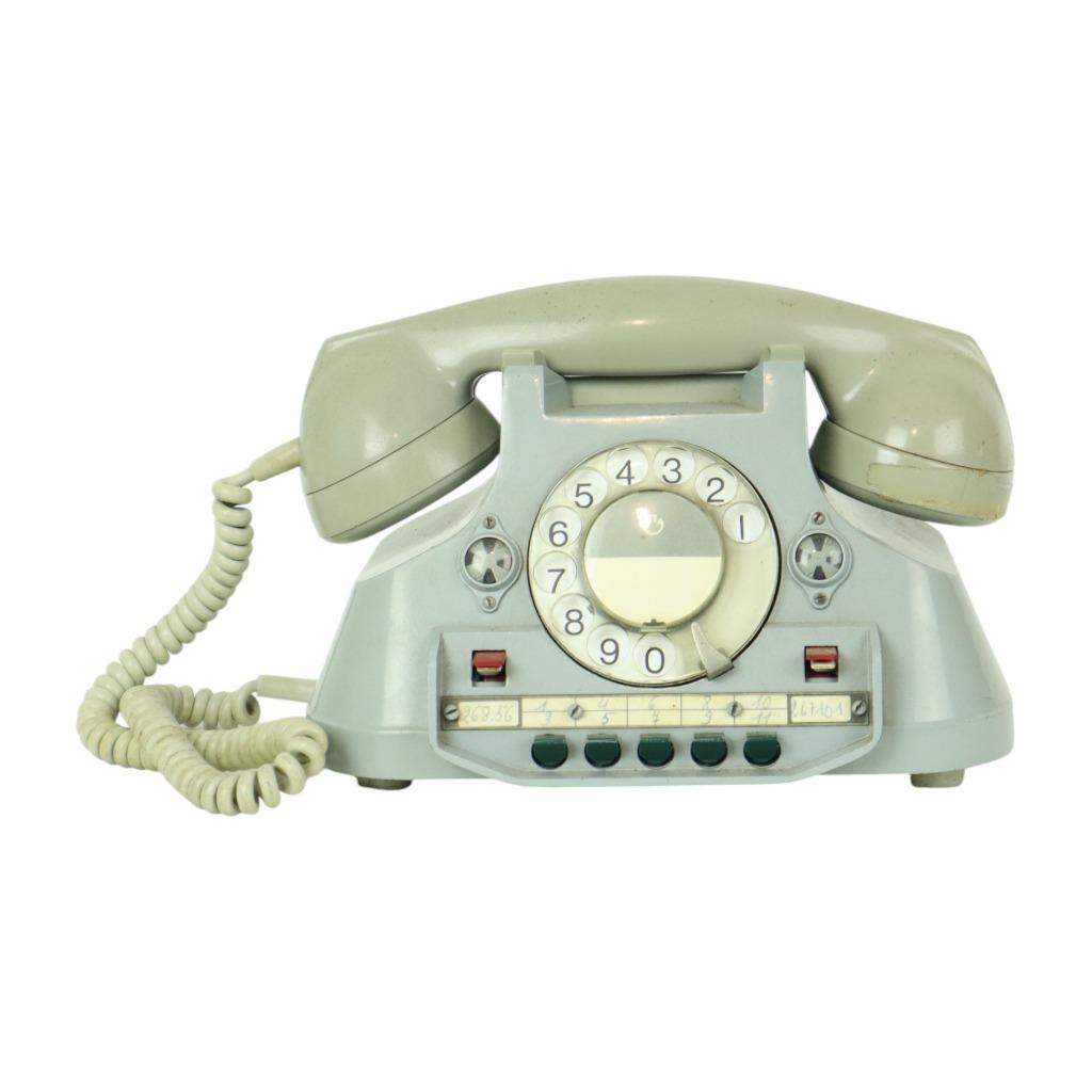 Grijze Oude Draaischijf Telefoon Metaal Bakeliet ATEA 1949, Ophalen of Verzenden