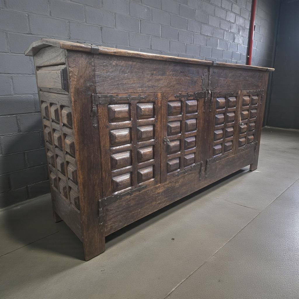 Buffet/buffet/armoire brutaliste espagnol vintage, Enlèvement ou Envoi, Utilisé, 100 cm ou plus, Armoire