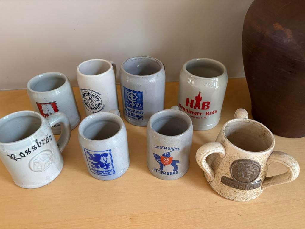 8 bierpotten, Antiek en Kunst, Ophalen of Verzenden