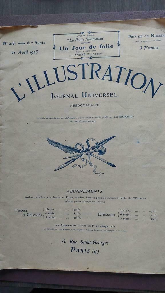 Magazine L'Illustration 21 april 1923, Antiek en Kunst, Ophalen of Verzenden